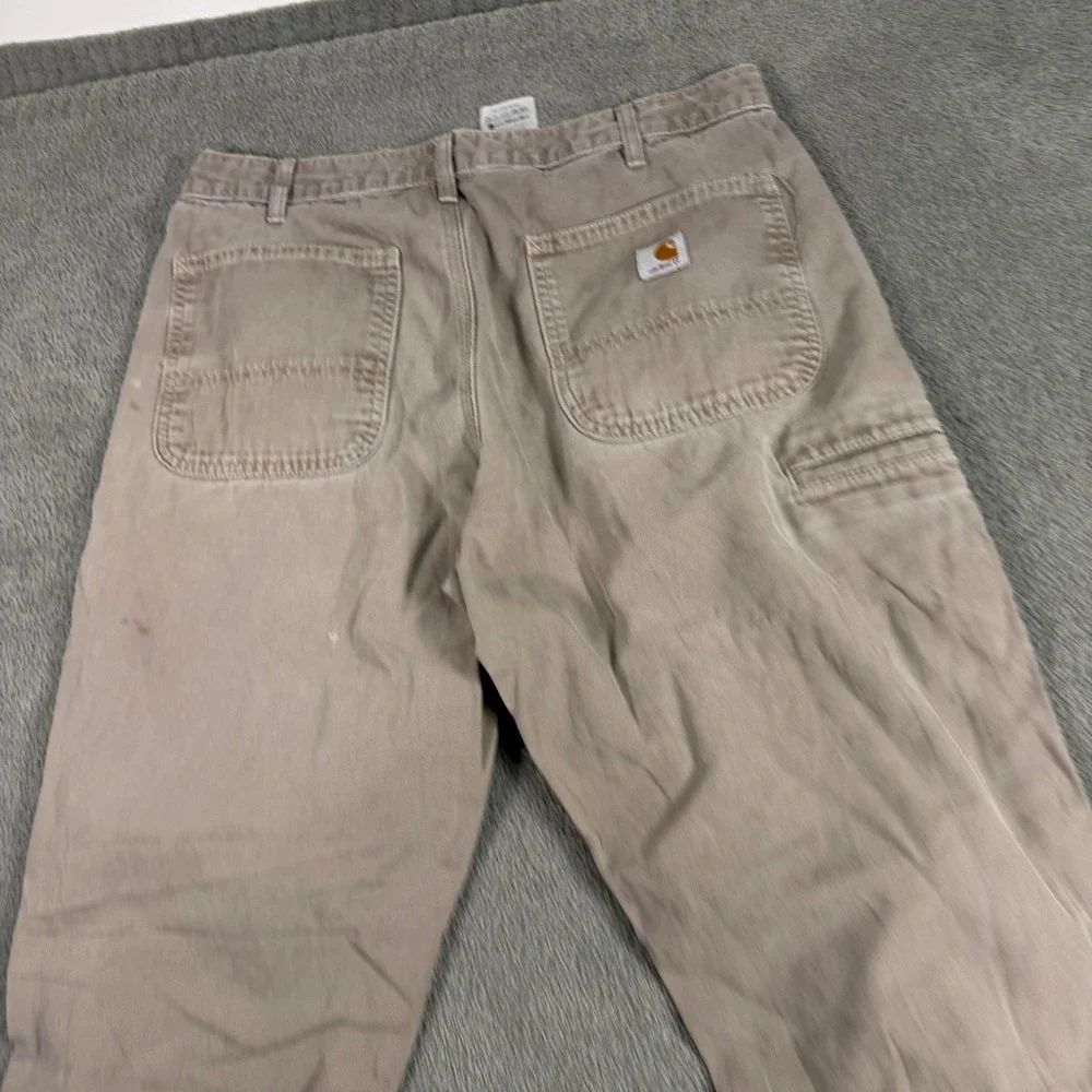 Carhartt Mens Relaxed Fit Carpenter Pants Tan Cotton Duck Canvas 34x32 Utility